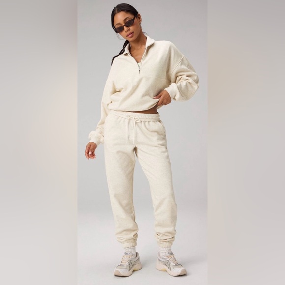 Fabletics Tops - Fabletics Cozy Fleece Relaxed Half-Zip Pullover | L | Ivory Bone Heather | NWT